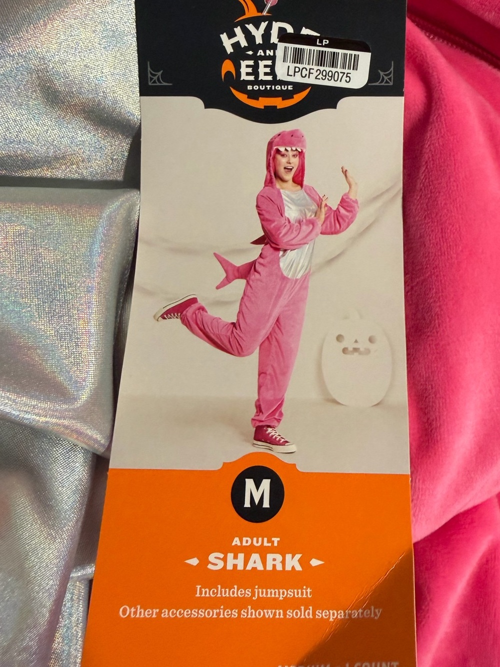 Hyde & Eek Pink Plush Shelark Costume with Iridescent Silver Accent